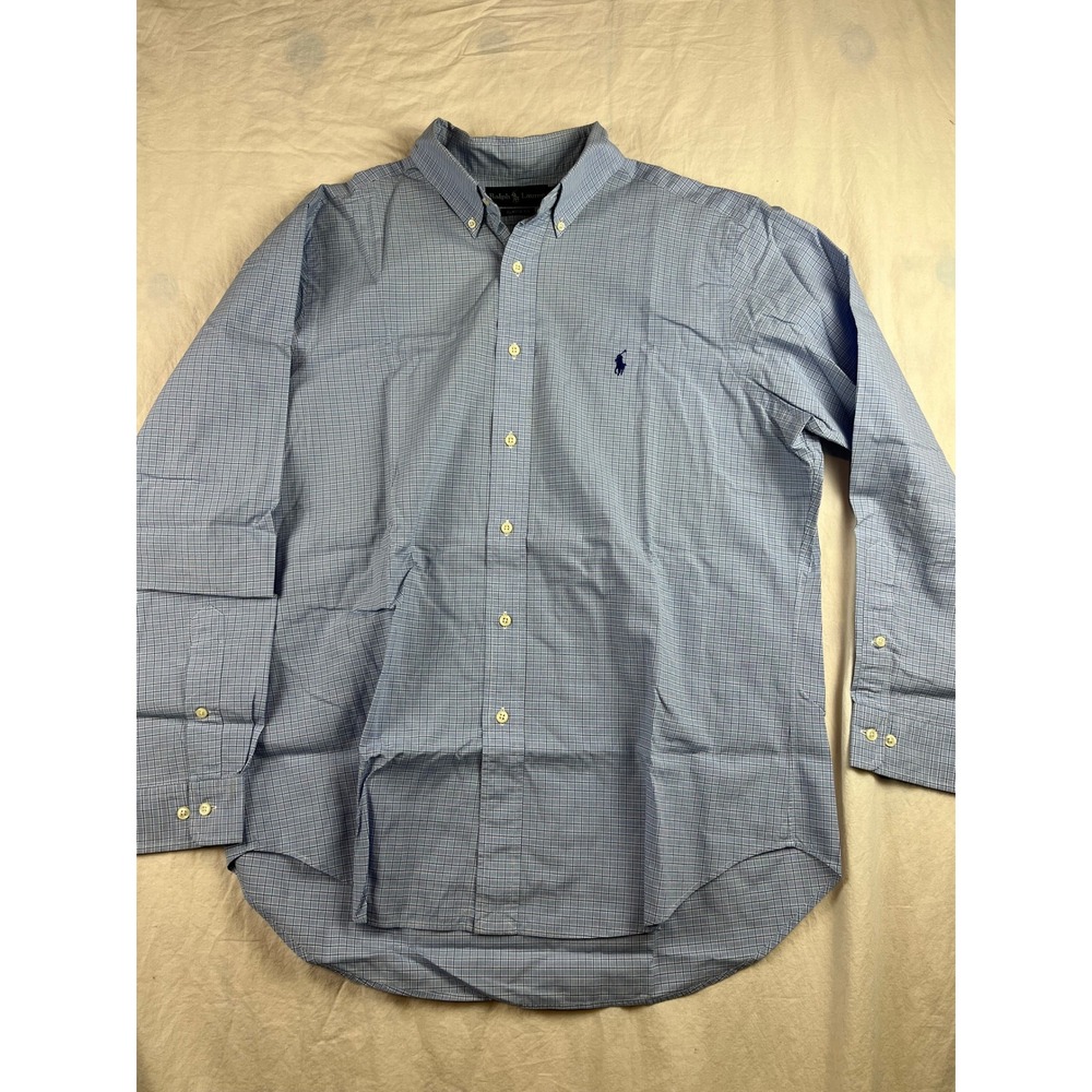 Ralph Lauren Mens Classic Fit Blue‎ Check Button Down Shirt 16.5 34/35 Large
